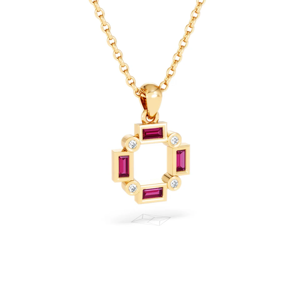 Forme 0.48ct Baguette Cut Lab Ruby Pendant Necklace in 18K Gold Vermeil