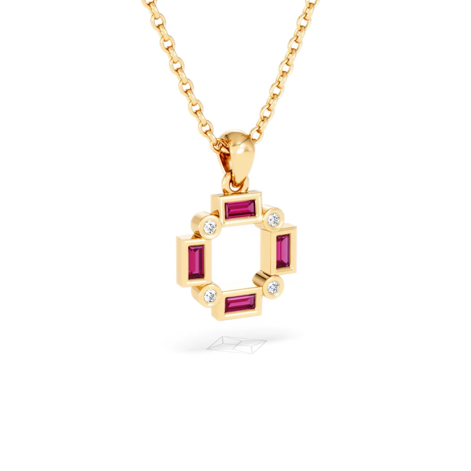 Forme 0.48ct Baguette Cut Lab Ruby Pendant Necklace in 18K Gold Vermeil
