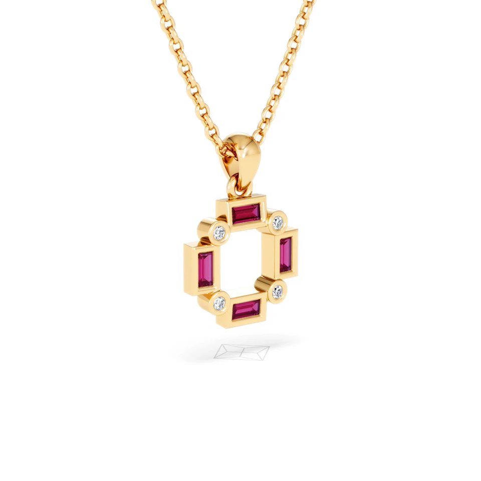 Forme 0.48ct Baguette Cut Lab Ruby Pendant Necklace in 18K Gold Vermeil