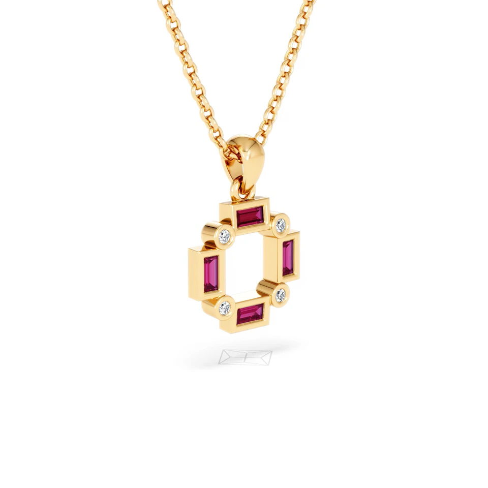 Forme 0.48ct Baguette Cut Lab Ruby Pendant Necklace in 18K Gold Vermeil