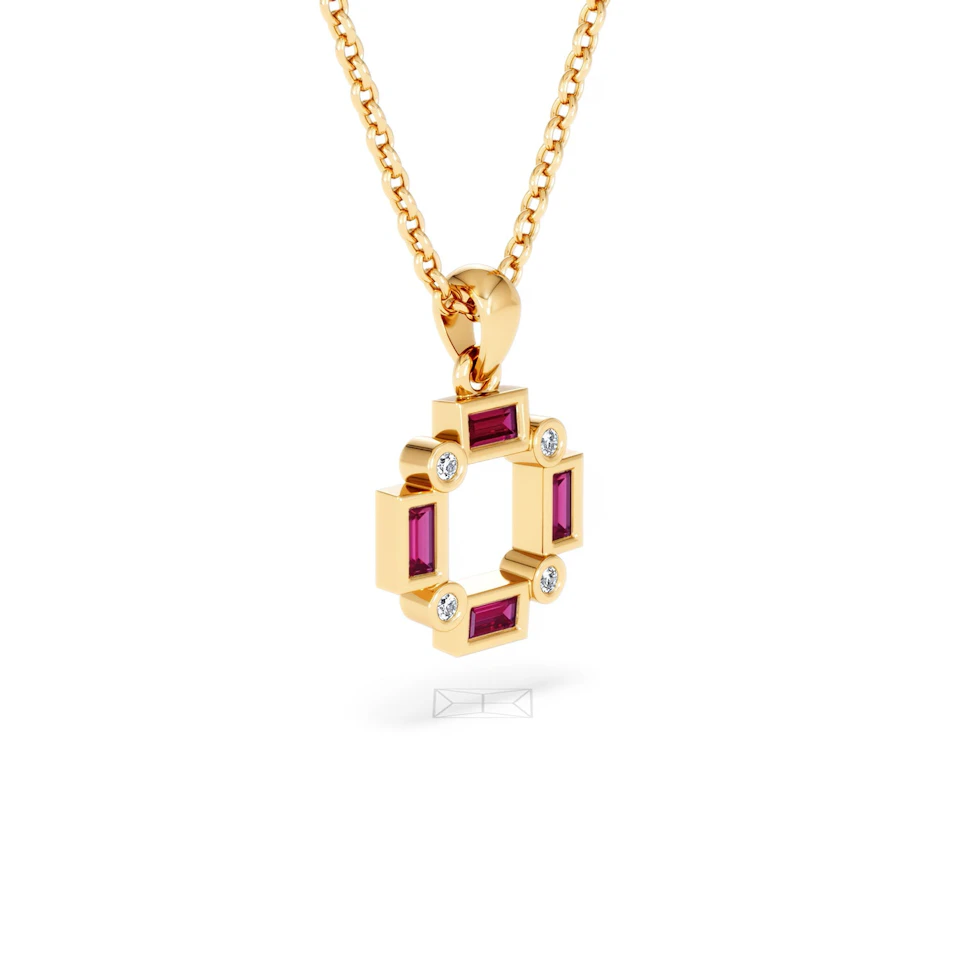 Forme 0.48ct Baguette Cut Lab Ruby Pendant Necklace in 18K Gold Vermeil