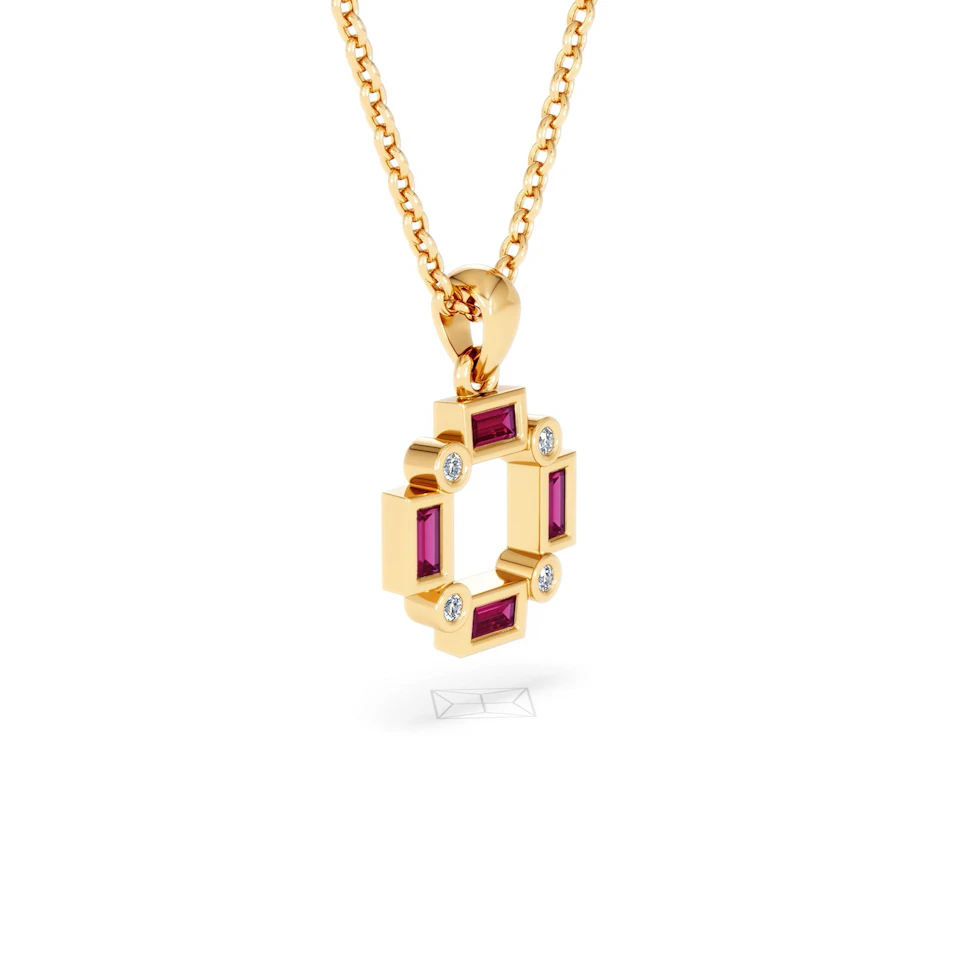 Forme 0.48ct Baguette Cut Lab Ruby Pendant Necklace in 18K Gold Vermeil