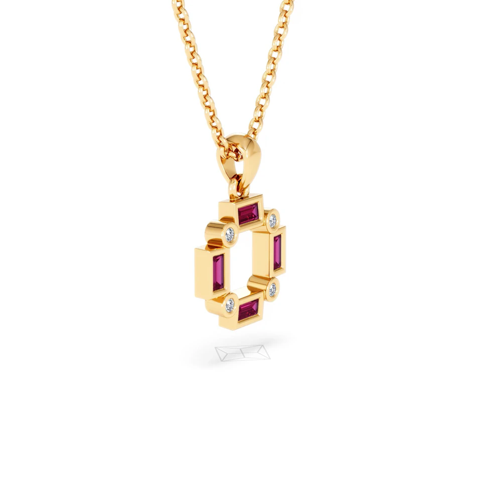 Forme 0.48ct Baguette Cut Lab Ruby Pendant Necklace in 18K Gold Vermeil