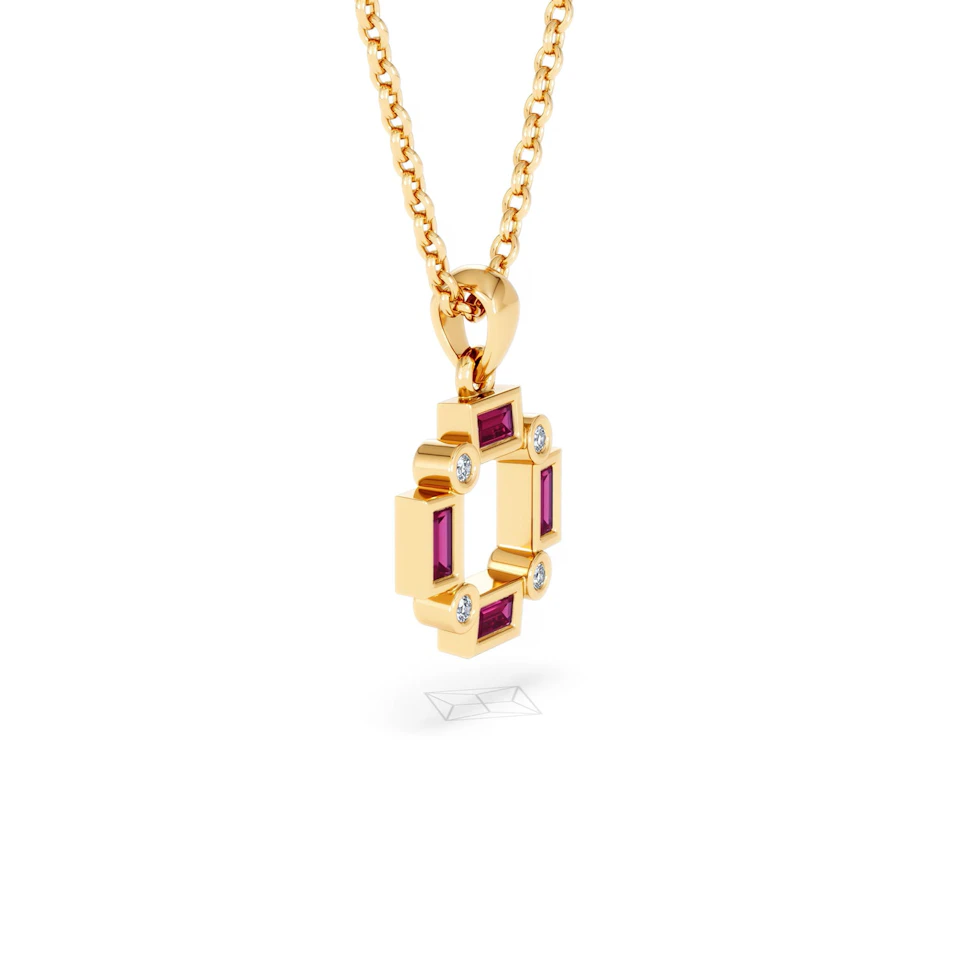Forme 0.48ct Baguette Cut Lab Ruby Pendant Necklace in 18K Gold Vermeil