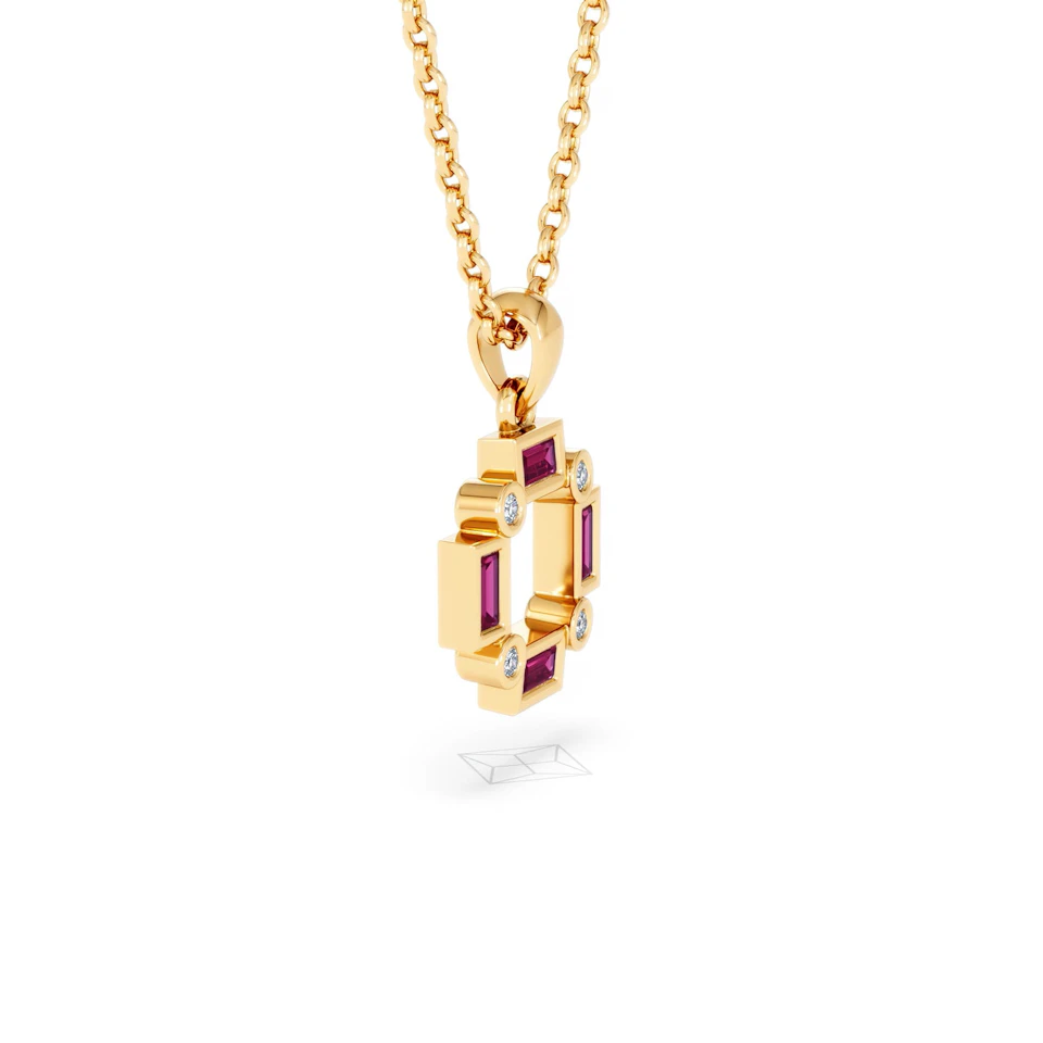 Forme 0.48ct Baguette Cut Lab Ruby Pendant Necklace in 18K Gold Vermeil