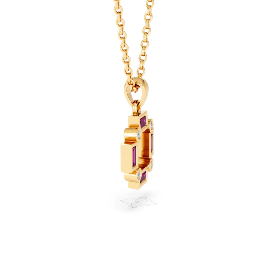 Forme 0.48ct Baguette Cut Lab Ruby Pendant Necklace in 18K Gold Vermeil