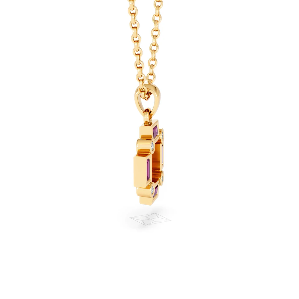 Forme 0.48ct Baguette Cut Lab Ruby Pendant Necklace in 18K Gold Vermeil