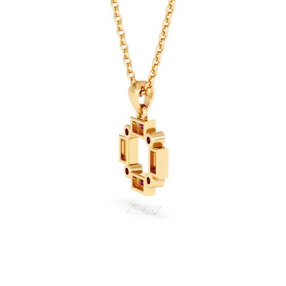 Forme 0.48ct Baguette Cut Lab Ruby Pendant Necklace in 18K Gold Vermeil