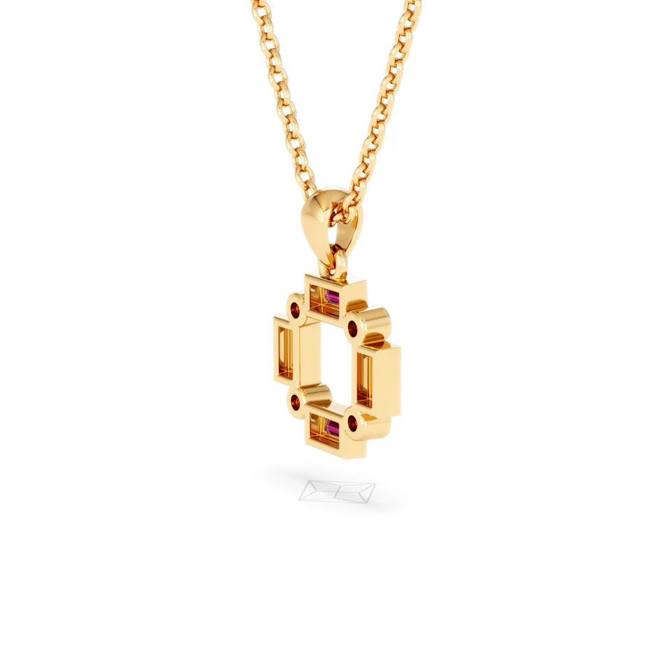Forme 0.48ct Baguette Cut Lab Ruby Pendant Necklace in 18K Gold Vermeil