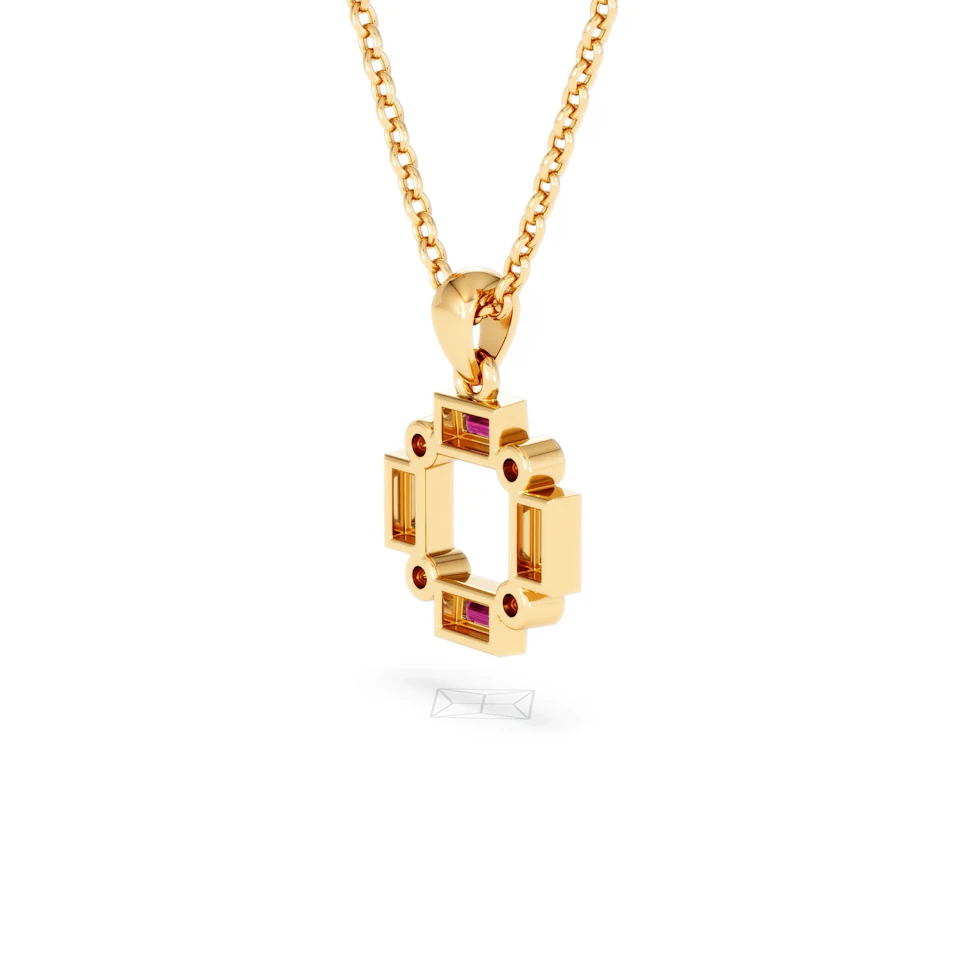 Forme 0.48ct Baguette Cut Lab Ruby Pendant Necklace in 18K Gold Vermeil