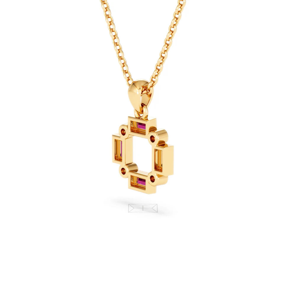 Forme 0.48ct Baguette Cut Lab Ruby Pendant Necklace in 18K Gold Vermeil