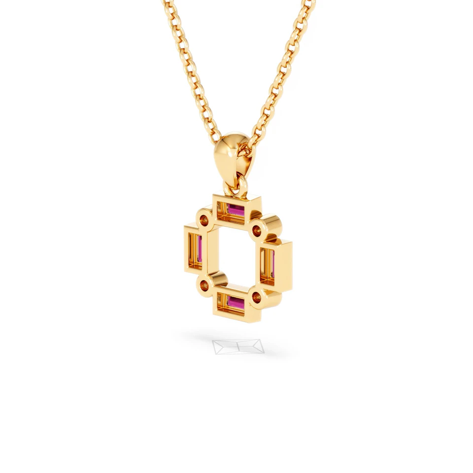 Forme 0.48ct Baguette Cut Lab Ruby Pendant Necklace in 18K Gold Vermeil