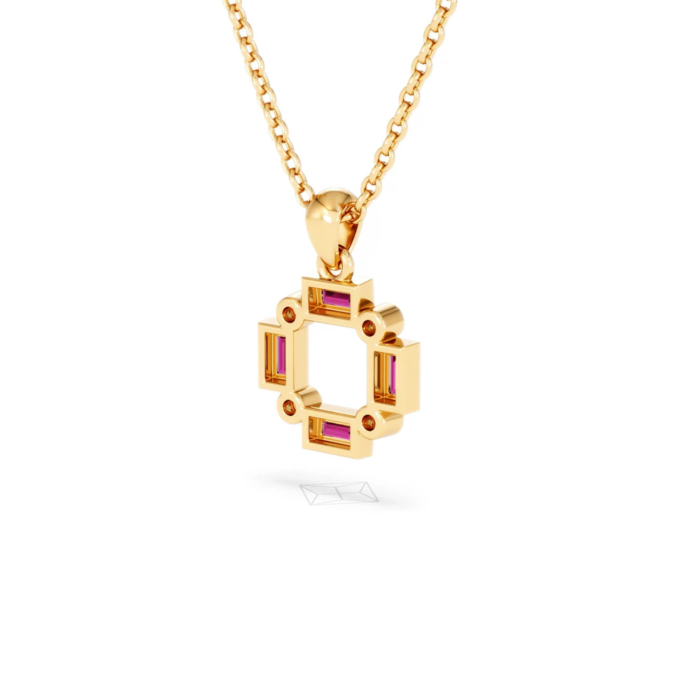 Forme 0.48ct Baguette Cut Lab Ruby Pendant Necklace in 18K Gold Vermeil
