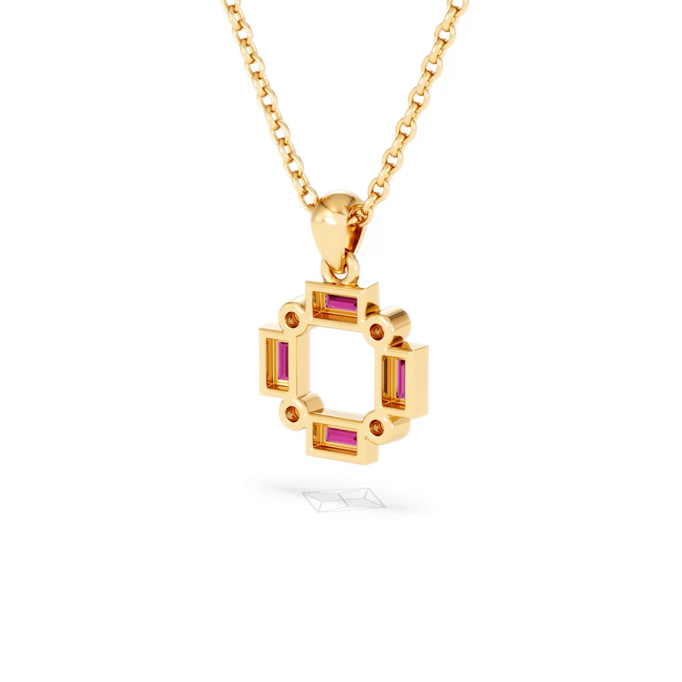 Forme 0.48ct Baguette Cut Lab Ruby Pendant Necklace in 18K Gold Vermeil