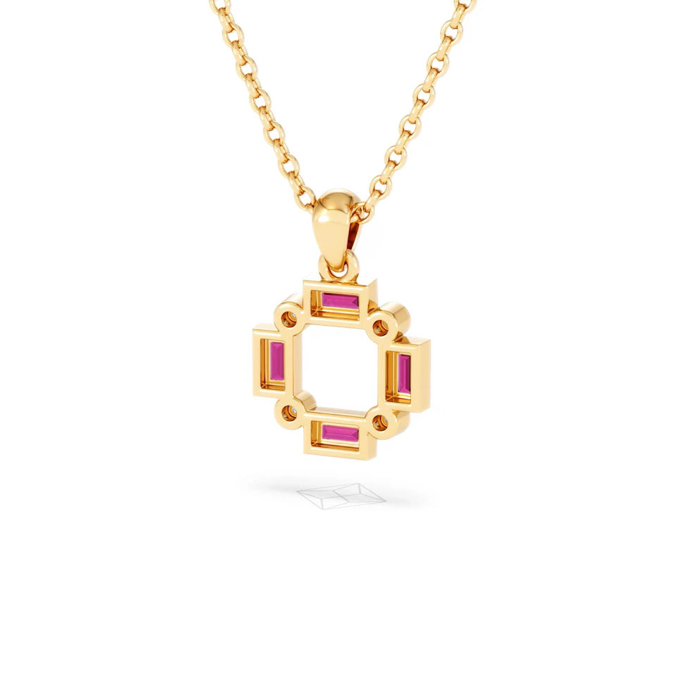 Forme 0.48ct Baguette Cut Lab Ruby Pendant Necklace in 18K Gold Vermeil