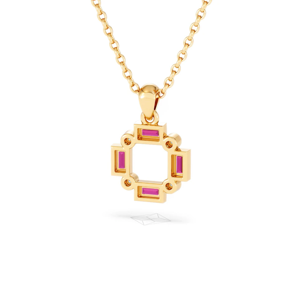Forme 0.48ct Baguette Cut Lab Ruby Pendant Necklace in 18K Gold Vermeil