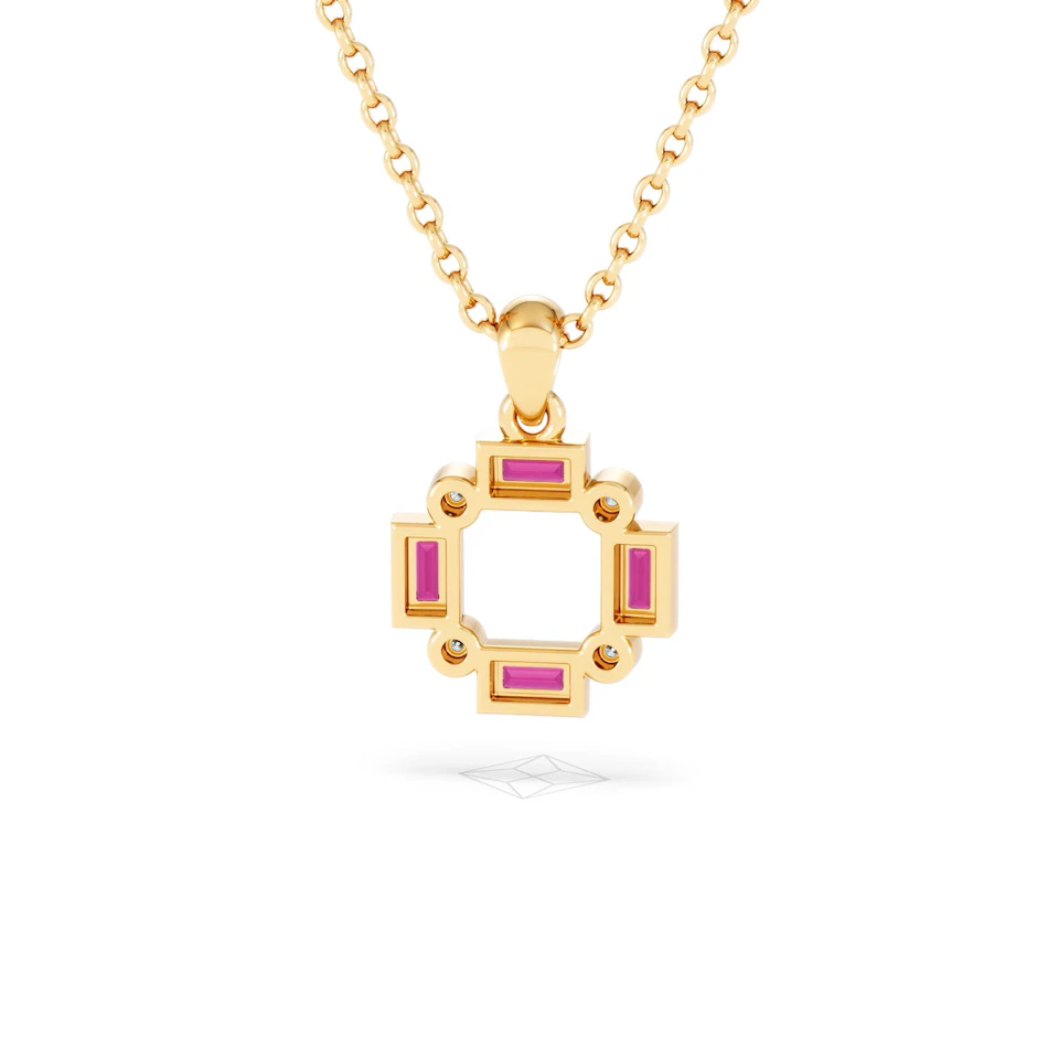 Forme 0.48ct Baguette Cut Lab Ruby Pendant Necklace in 18K Gold Vermeil