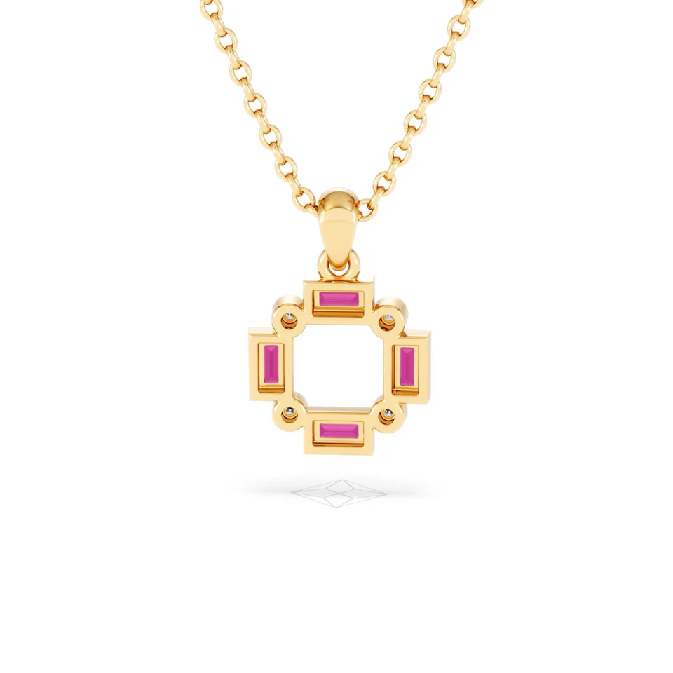 Forme 0.48ct Baguette Cut Lab Ruby Pendant Necklace in 18K Gold Vermeil