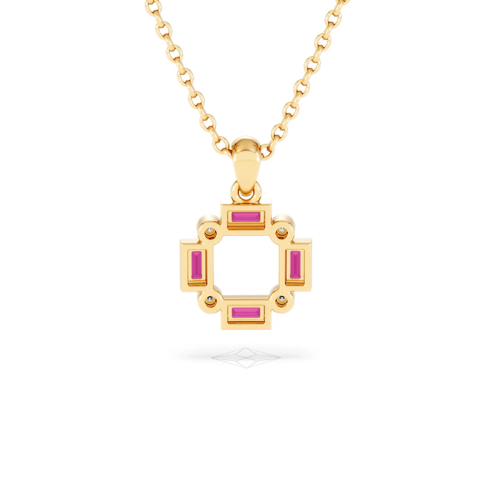 Forme 0.48ct Baguette Cut Lab Ruby Pendant Necklace in 18K Gold Vermeil