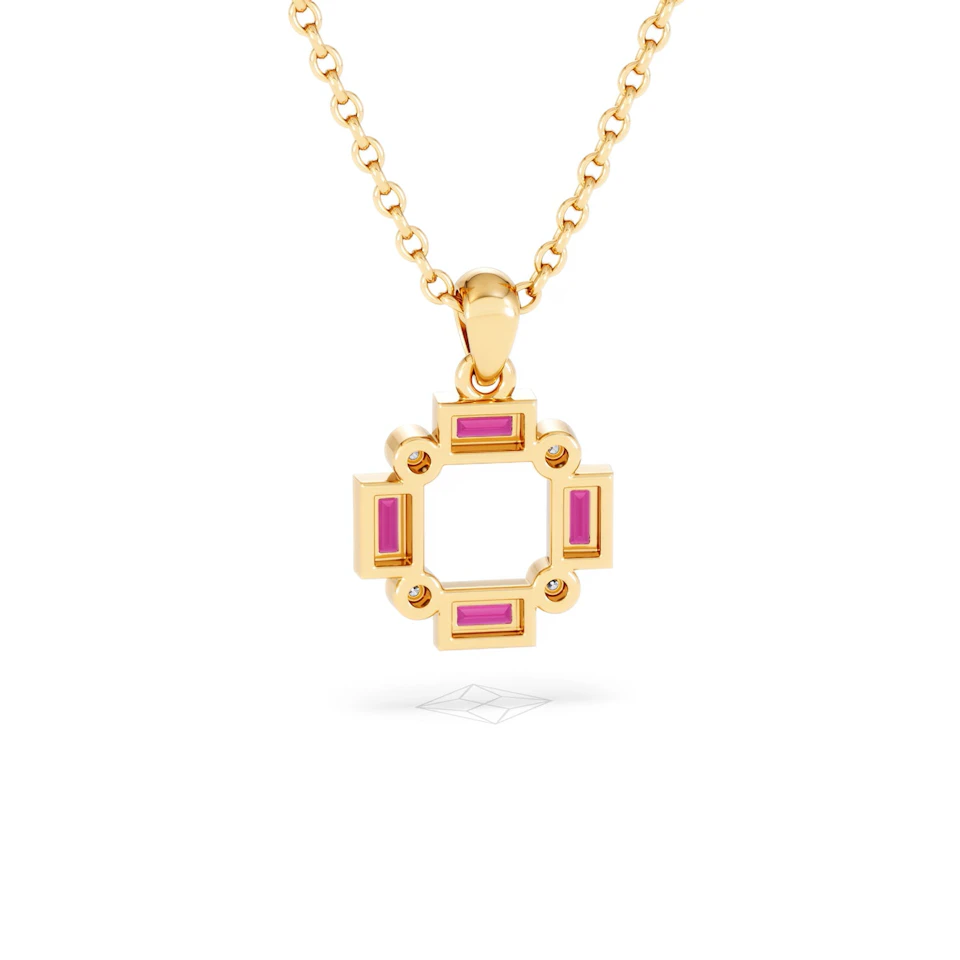 Forme 0.48ct Baguette Cut Lab Ruby Pendant Necklace in 18K Gold Vermeil
