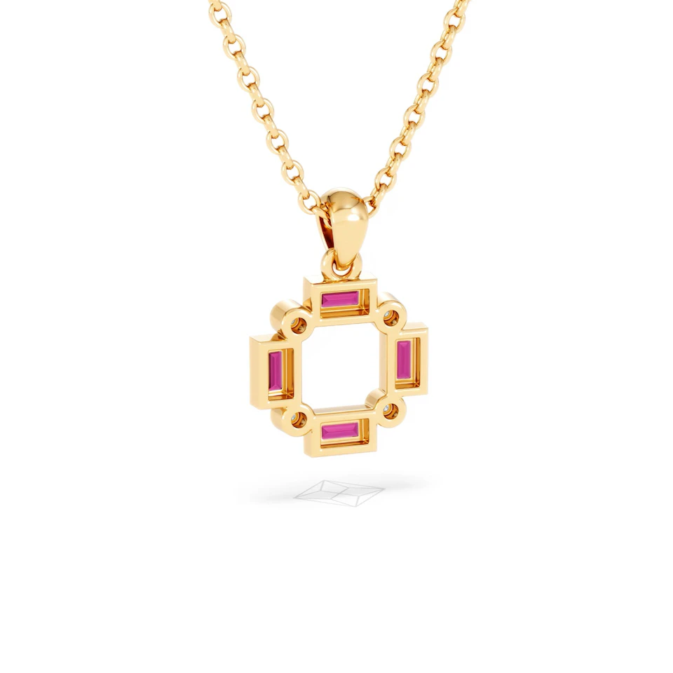 Forme 0.48ct Baguette Cut Lab Ruby Pendant Necklace in 18K Gold Vermeil