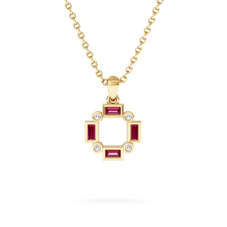 Forme 0.48ct Baguette Cut Lab Ruby Pendant Necklace in 18K Gold Vermeil