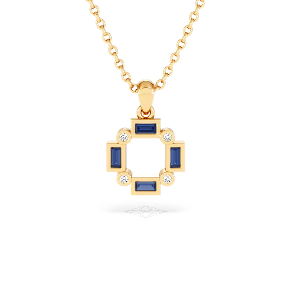 Forme 0.40ct Baguette Cut Lab Sapphire Pendant Necklace in 18K Gold Vermeil