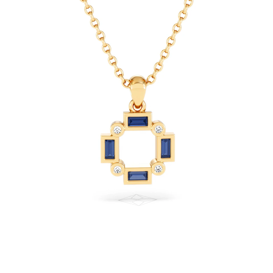 Forme 0.40ct Baguette Cut Lab Sapphire Pendant Necklace in 18K Gold Vermeil