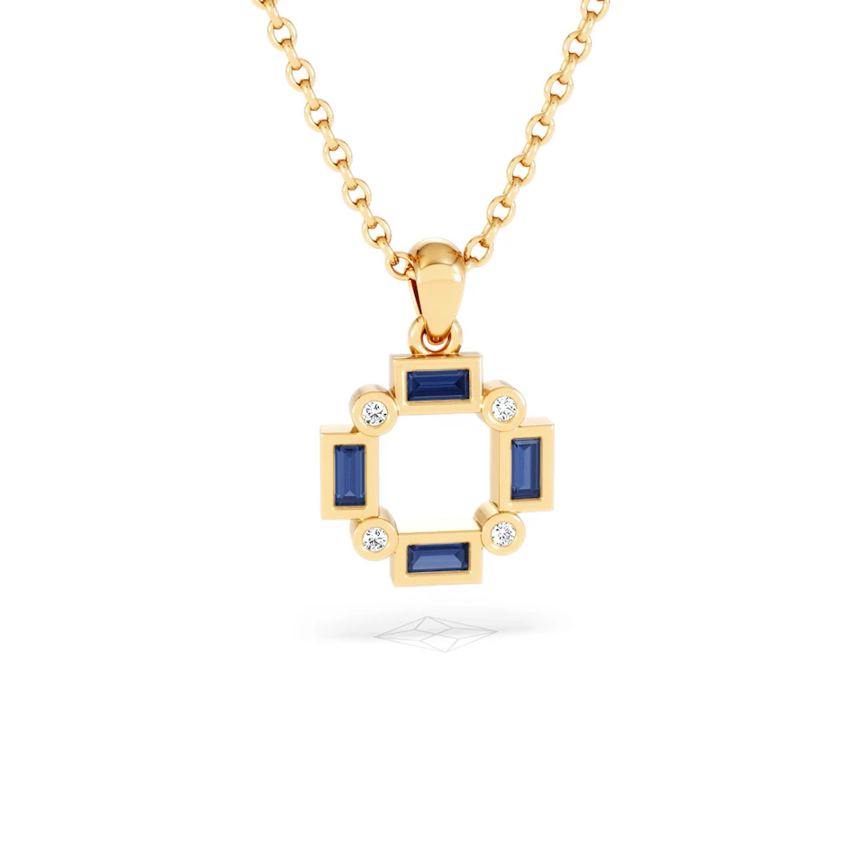 Forme 0.40ct Baguette Cut Lab Sapphire Pendant Necklace in 18K Gold Vermeil