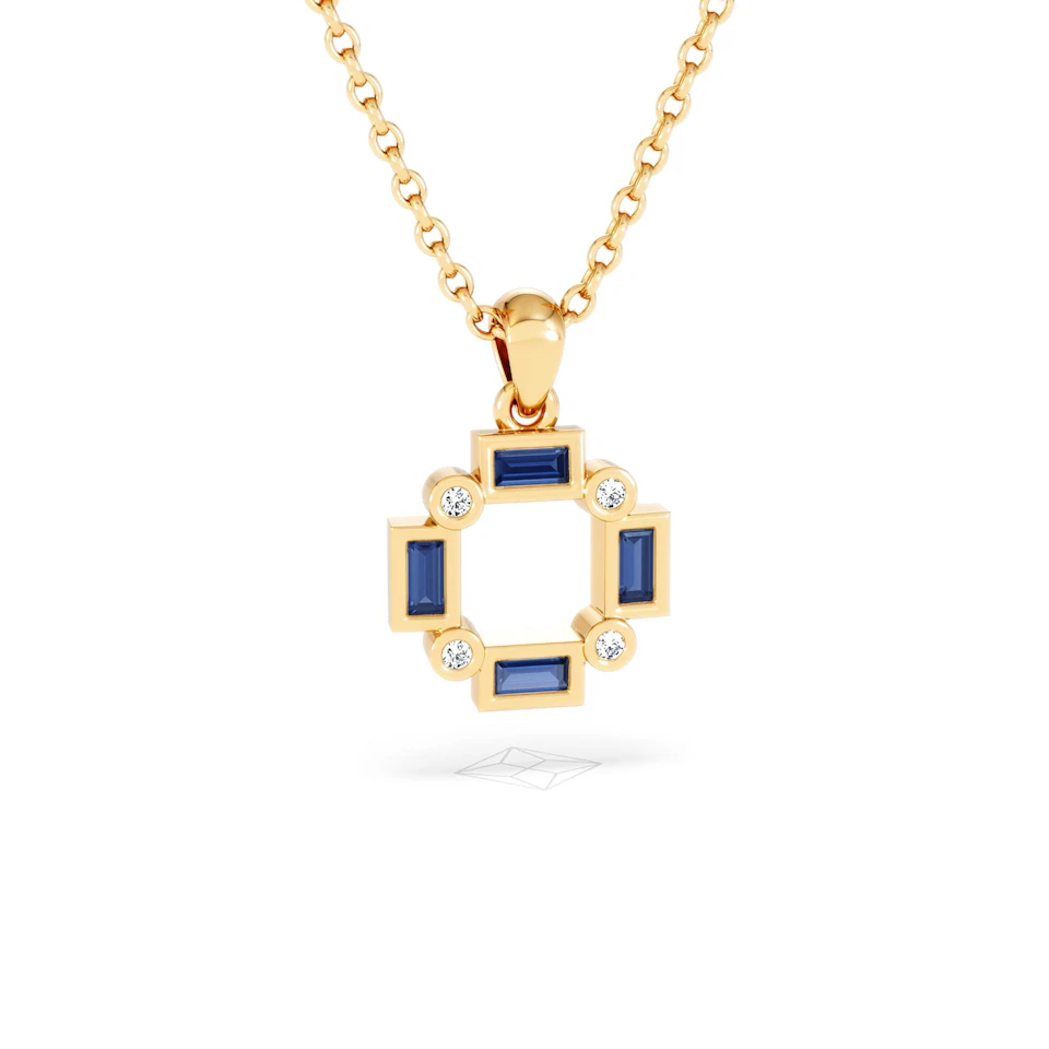Forme 0.40ct Baguette Cut Lab Sapphire Pendant Necklace in 18K Gold Vermeil