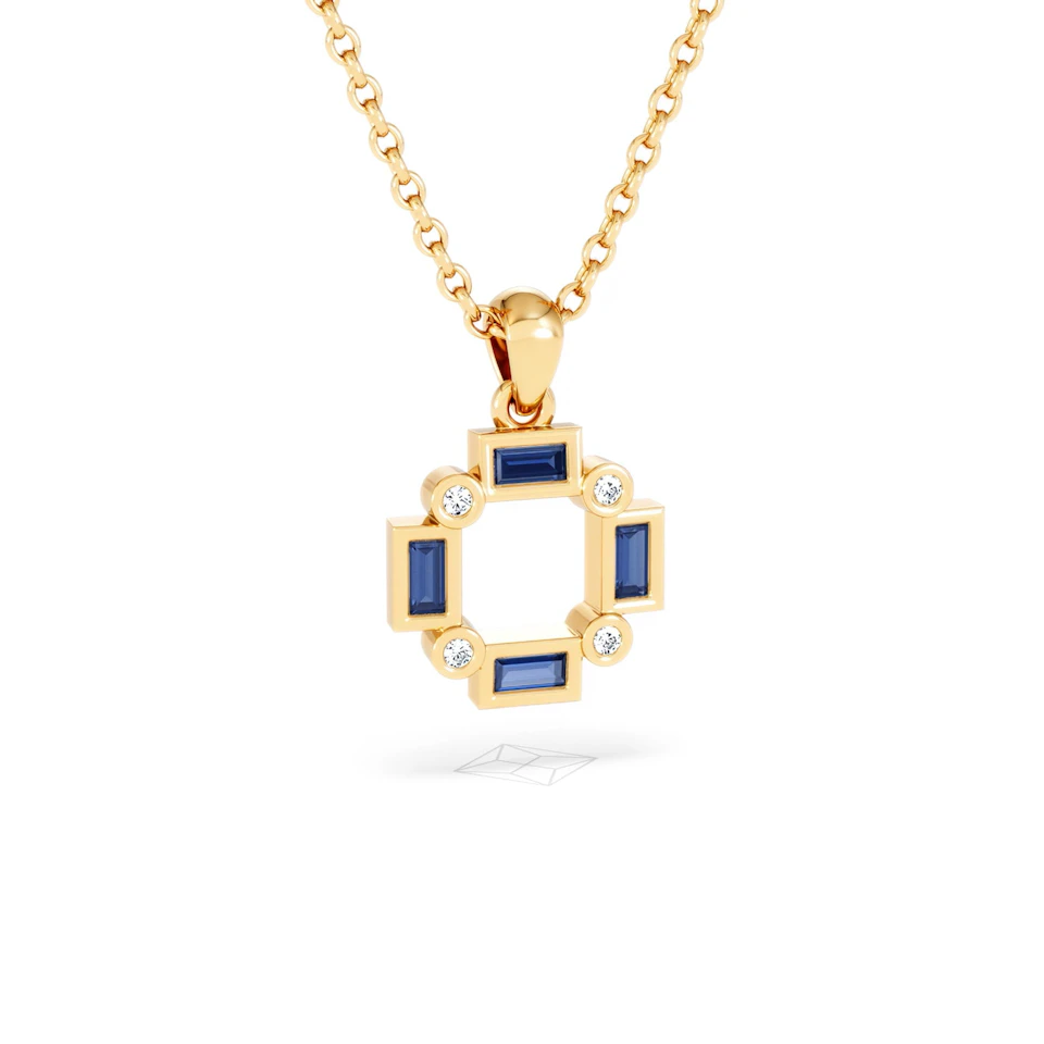 Forme 0.40ct Baguette Cut Lab Sapphire Pendant Necklace in 18K Gold Vermeil