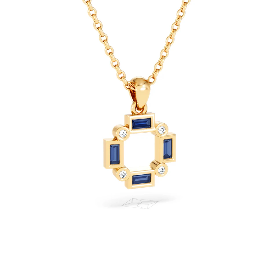 Forme 0.40ct Baguette Cut Lab Sapphire Pendant Necklace in 18K Gold Vermeil