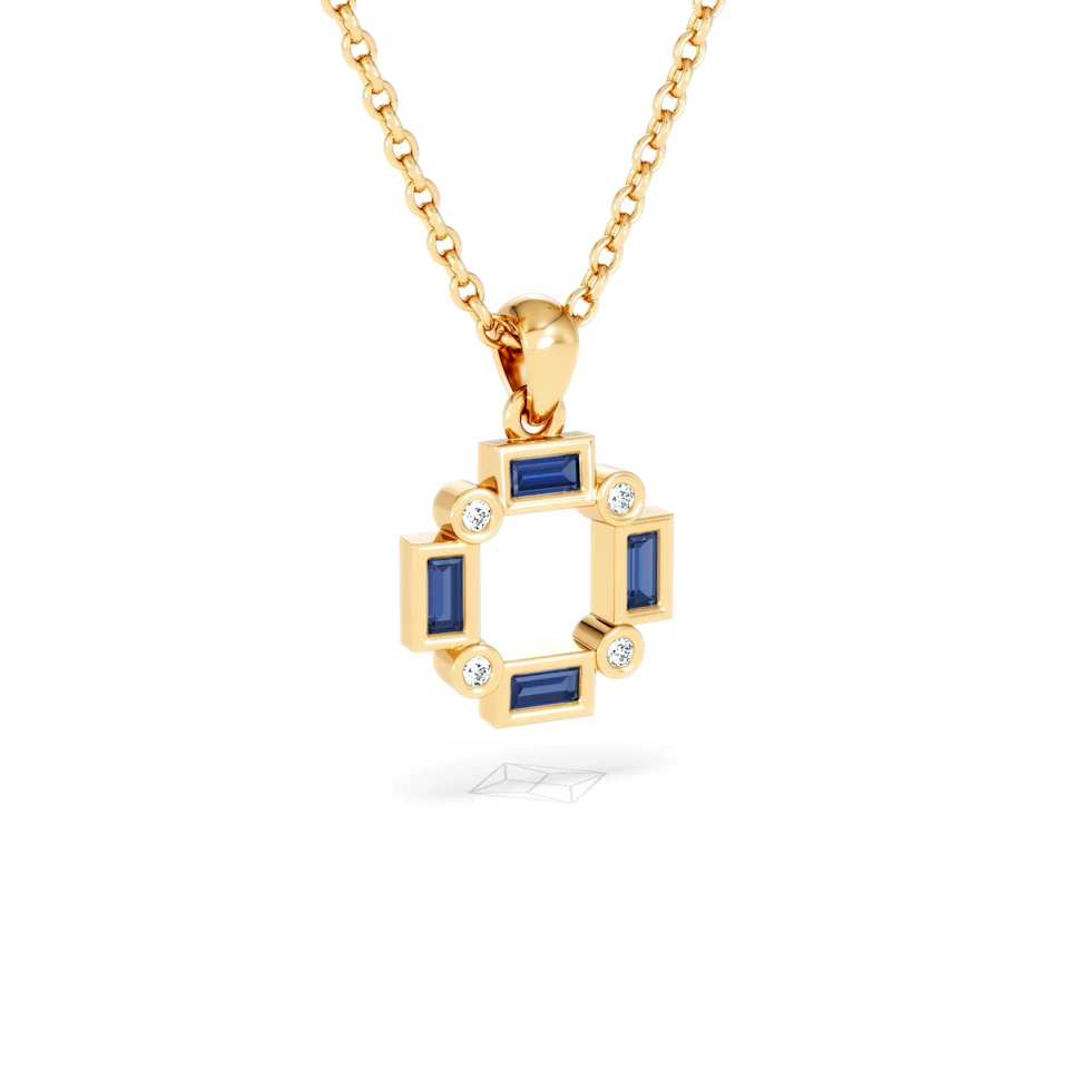 Forme 0.40ct Baguette Cut Lab Sapphire Pendant Necklace in 18K Gold Vermeil