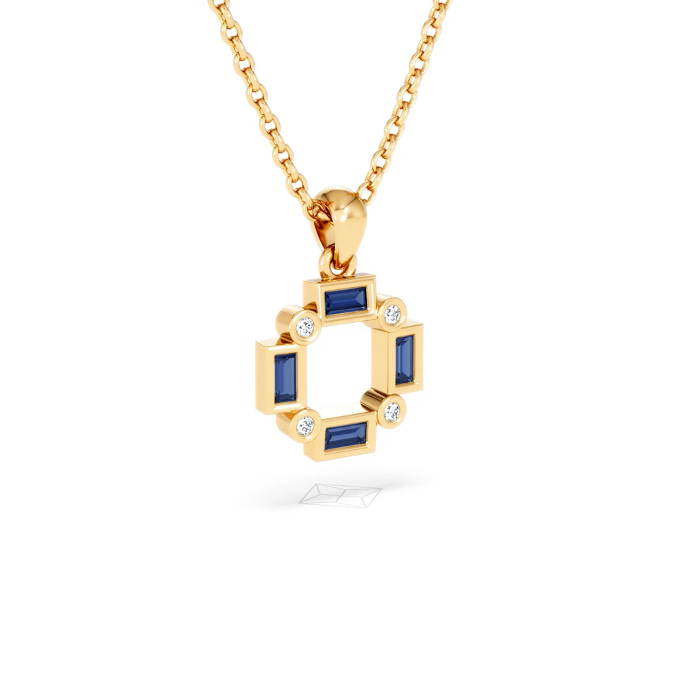 Forme 0.40ct Baguette Cut Lab Sapphire Pendant Necklace in 18K Gold Vermeil