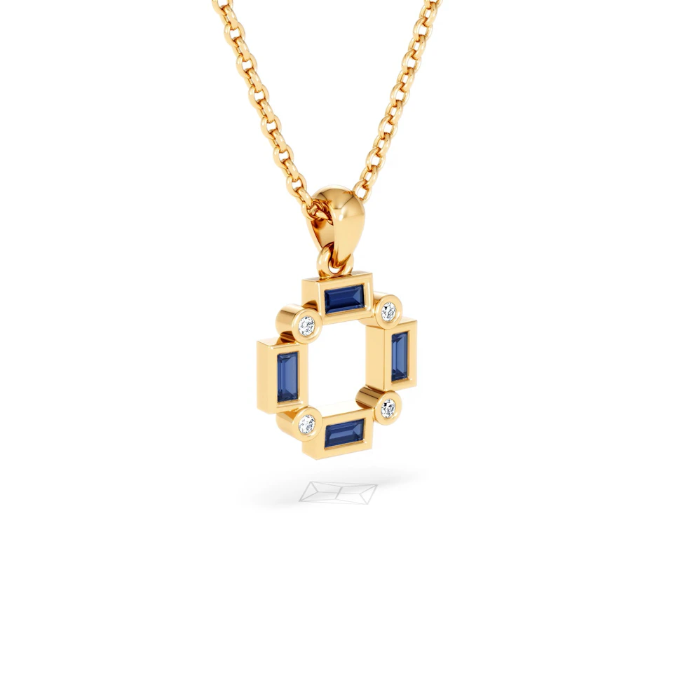 Forme 0.40ct Baguette Cut Lab Sapphire Pendant Necklace in 18K Gold Vermeil