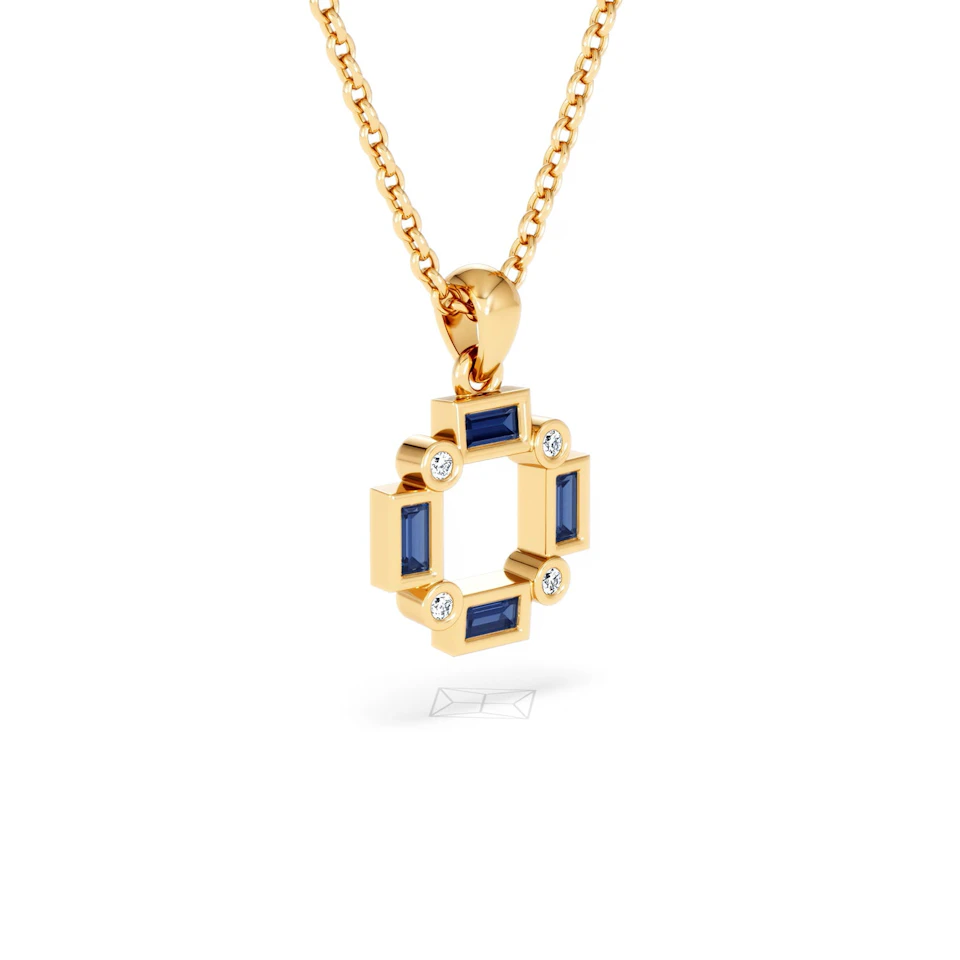 Forme 0.40ct Baguette Cut Lab Sapphire Pendant Necklace in 18K Gold Vermeil