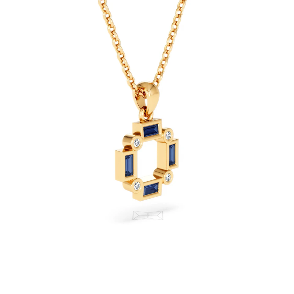 Forme 0.40ct Baguette Cut Lab Sapphire Pendant Necklace in 18K Gold Vermeil