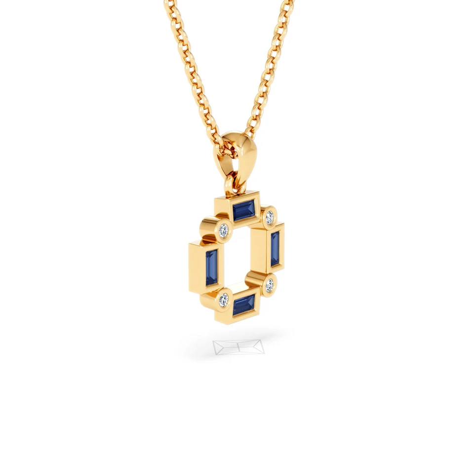 Forme 0.40ct Baguette Cut Lab Sapphire Pendant Necklace in 18K Gold Vermeil