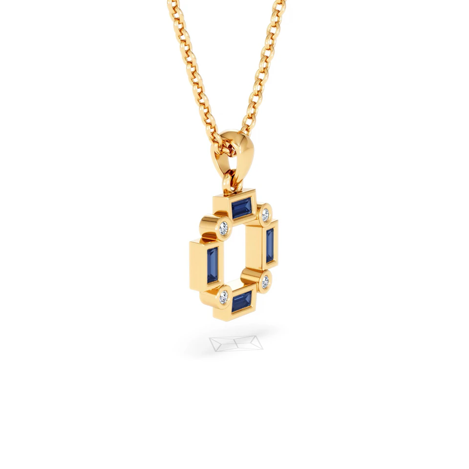 Forme 0.40ct Baguette Cut Lab Sapphire Pendant Necklace in 18K Gold Vermeil