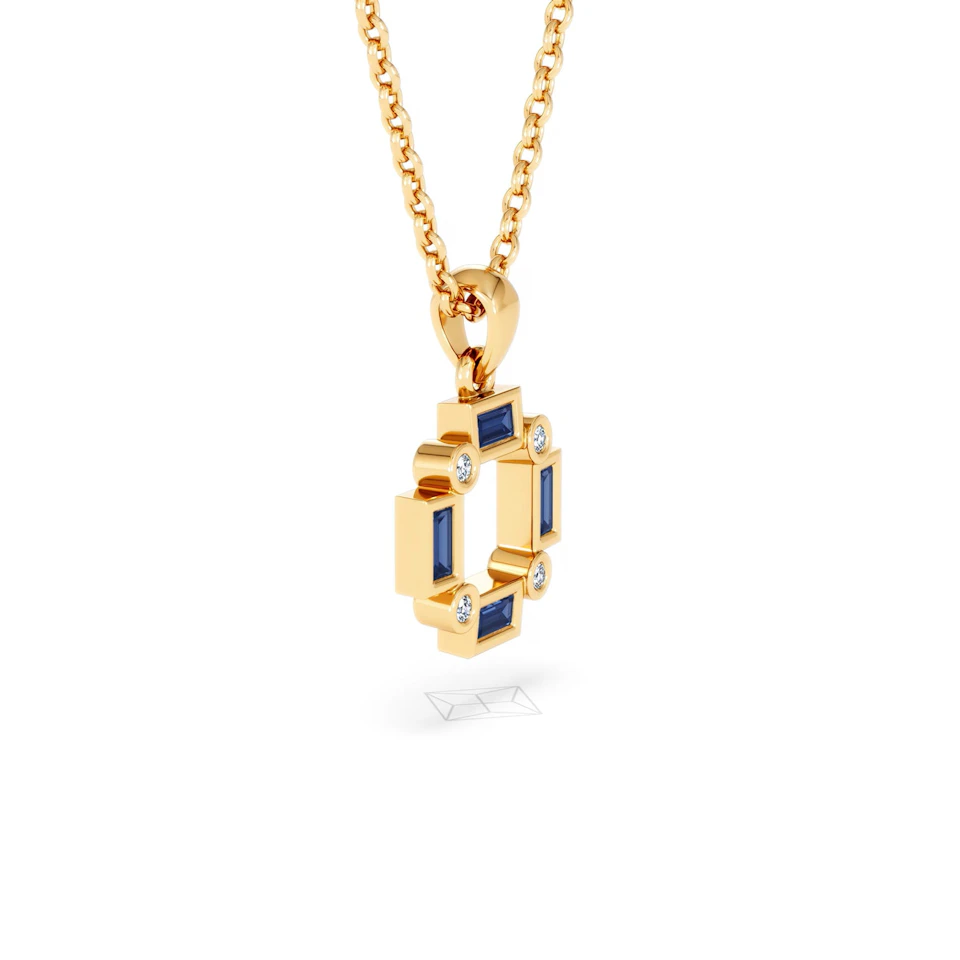 Forme 0.40ct Baguette Cut Lab Sapphire Pendant Necklace in 18K Gold Vermeil