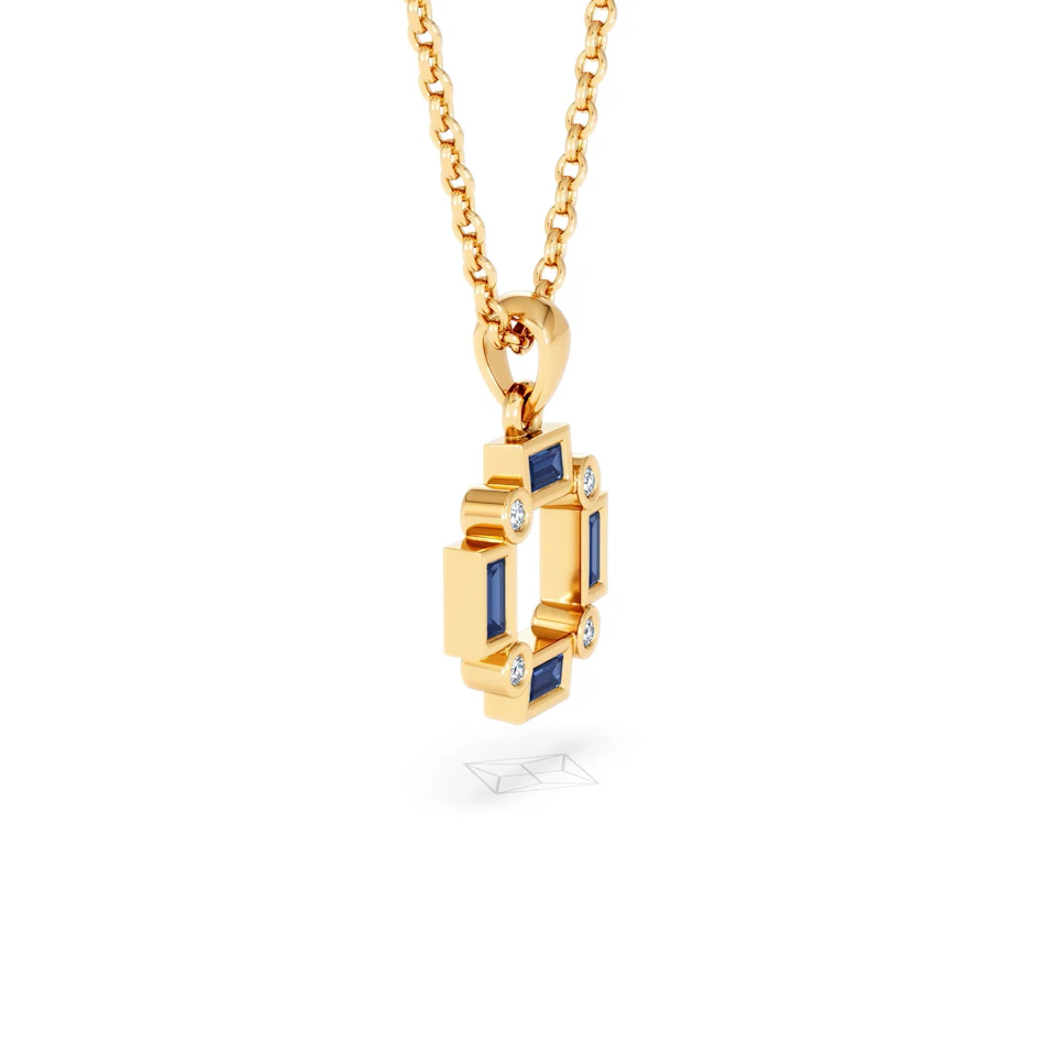 Forme 0.40ct Baguette Cut Lab Sapphire Pendant Necklace in 18K Gold Vermeil