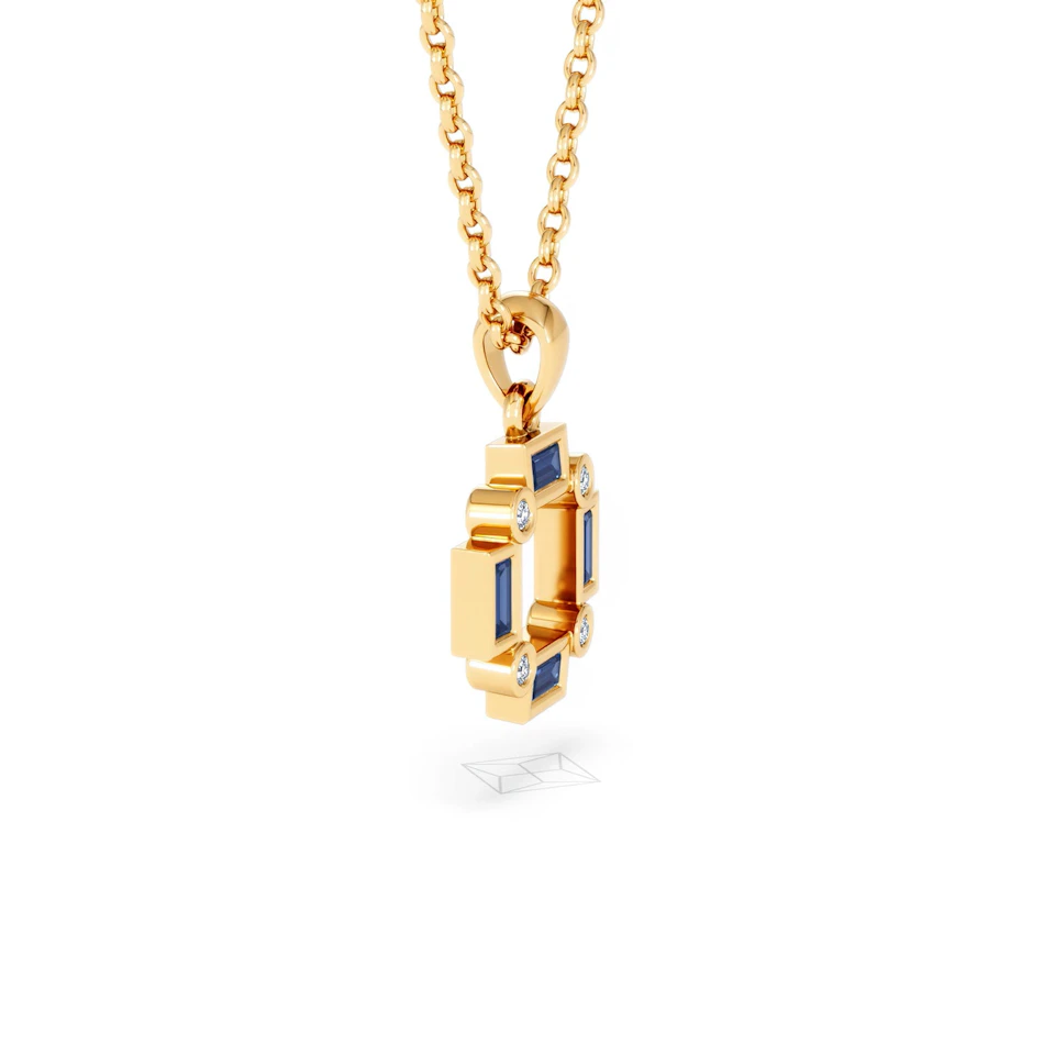 Forme 0.40ct Baguette Cut Lab Sapphire Pendant Necklace in 18K Gold Vermeil