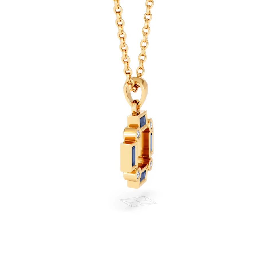 Forme 0.40ct Baguette Cut Lab Sapphire Pendant Necklace in 18K Gold Vermeil