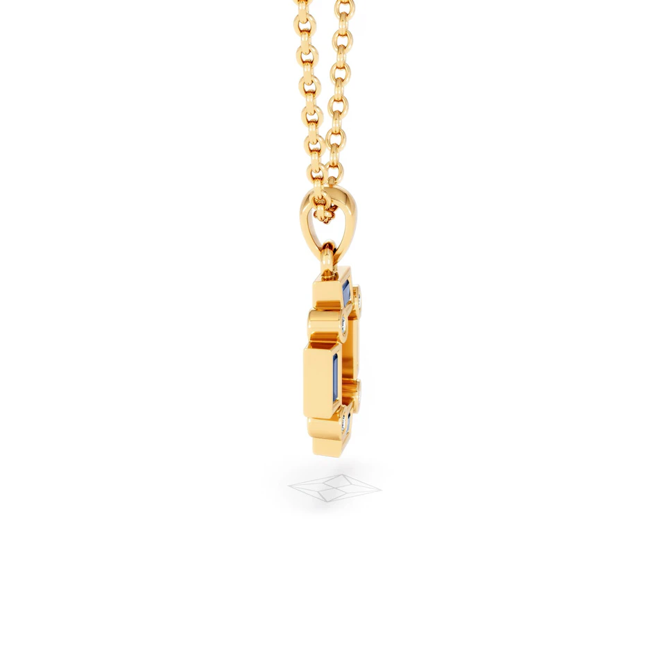 Forme 0.40ct Baguette Cut Lab Sapphire Pendant Necklace in 18K Gold Vermeil