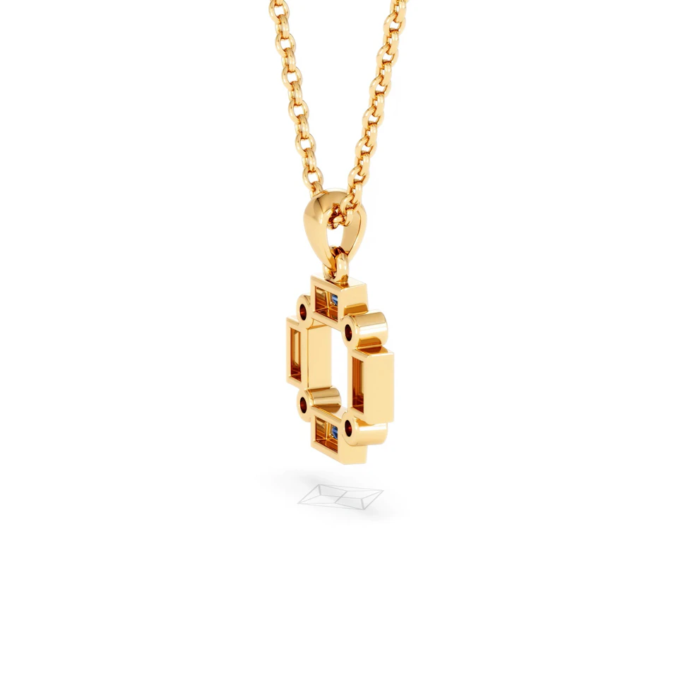 Forme 0.40ct Baguette Cut Lab Sapphire Pendant Necklace in 18K Gold Vermeil