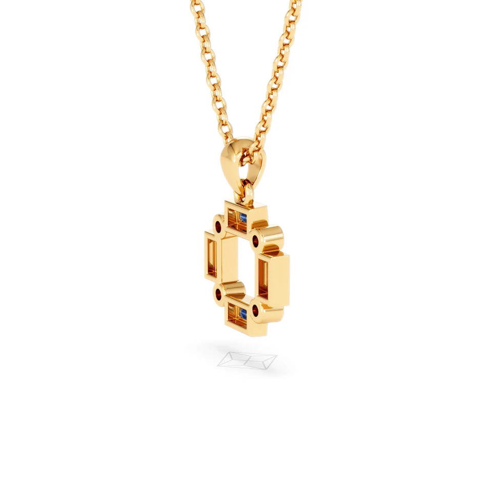 Forme 0.40ct Baguette Cut Lab Sapphire Pendant Necklace in 18K Gold Vermeil