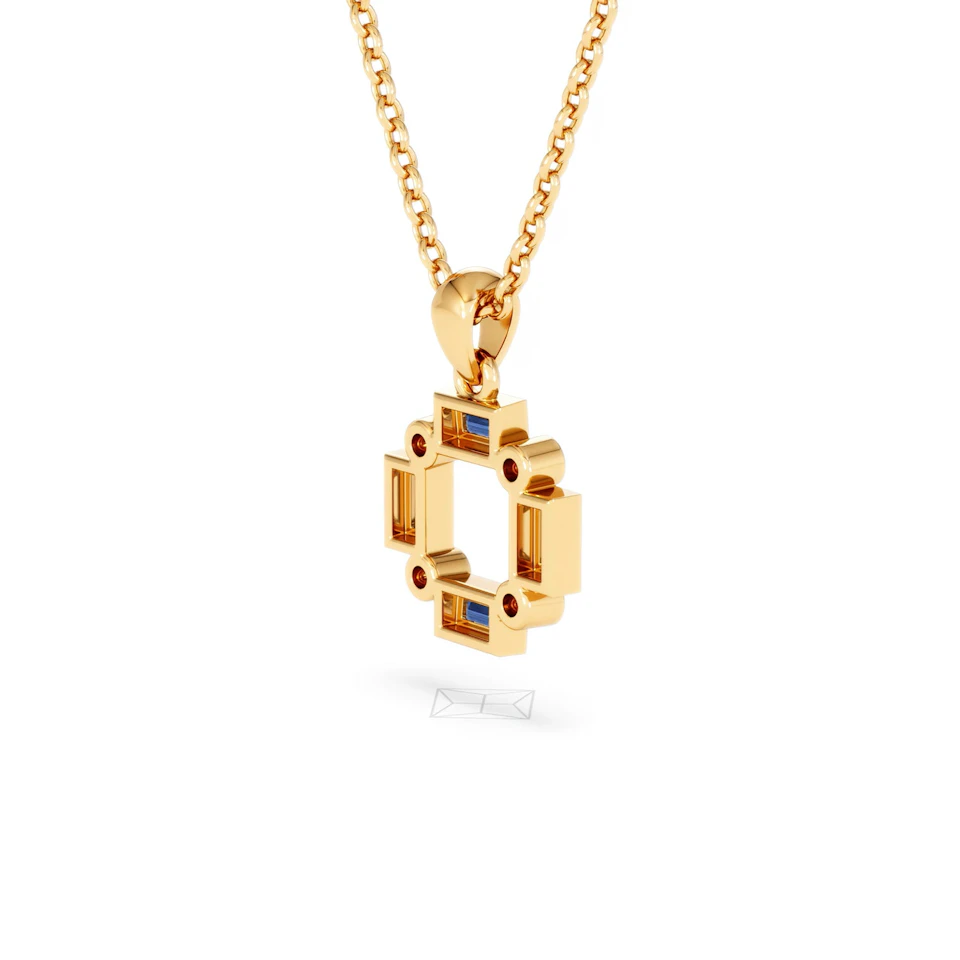 Forme 0.40ct Baguette Cut Lab Sapphire Pendant Necklace in 18K Gold Vermeil