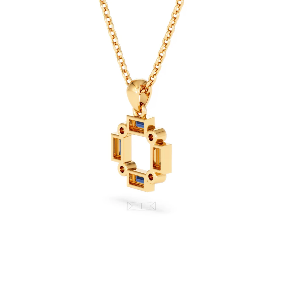 Forme 0.40ct Baguette Cut Lab Sapphire Pendant Necklace in 18K Gold Vermeil