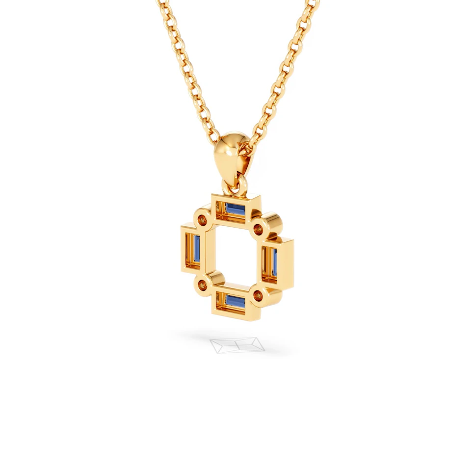 Forme 0.40ct Baguette Cut Lab Sapphire Pendant Necklace in 18K Gold Vermeil
