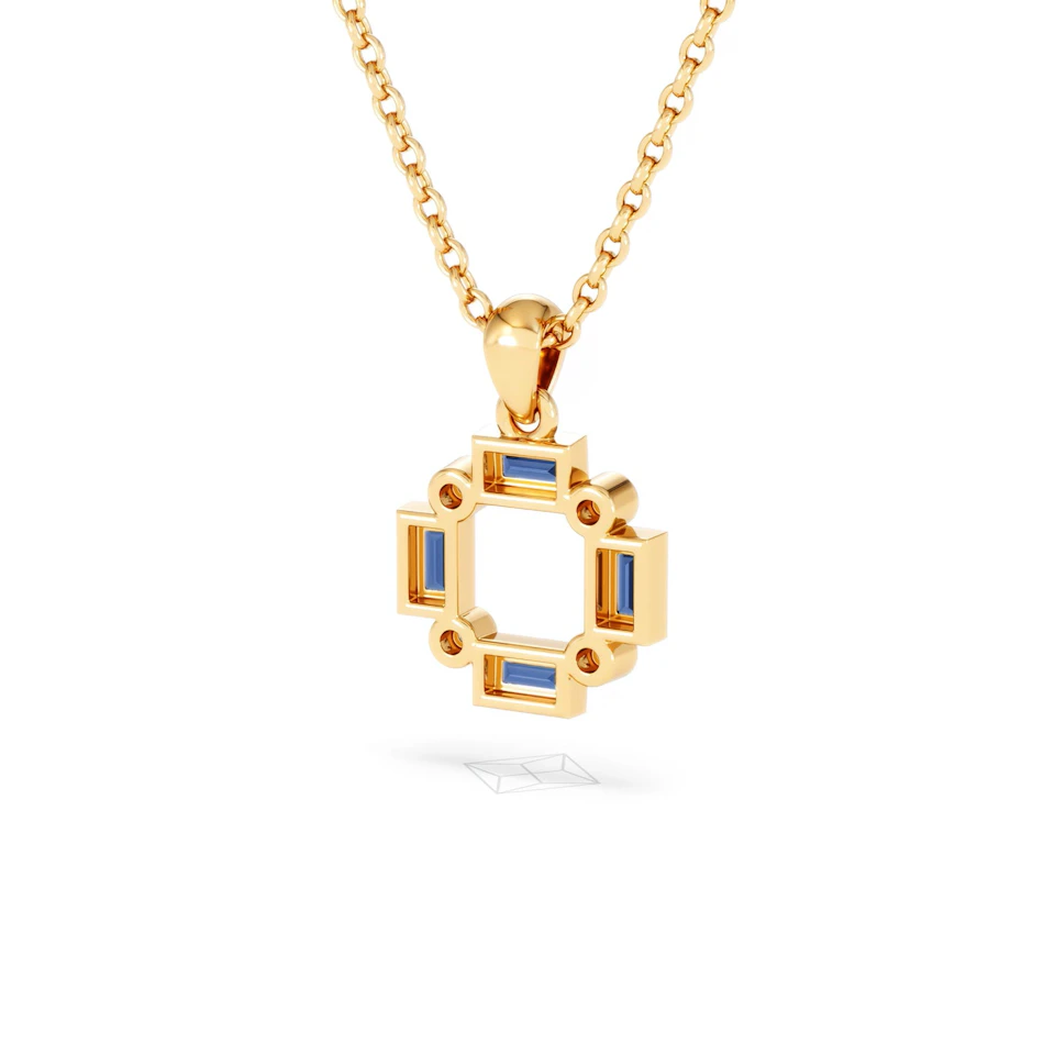 Forme 0.40ct Baguette Cut Lab Sapphire Pendant Necklace in 18K Gold Vermeil